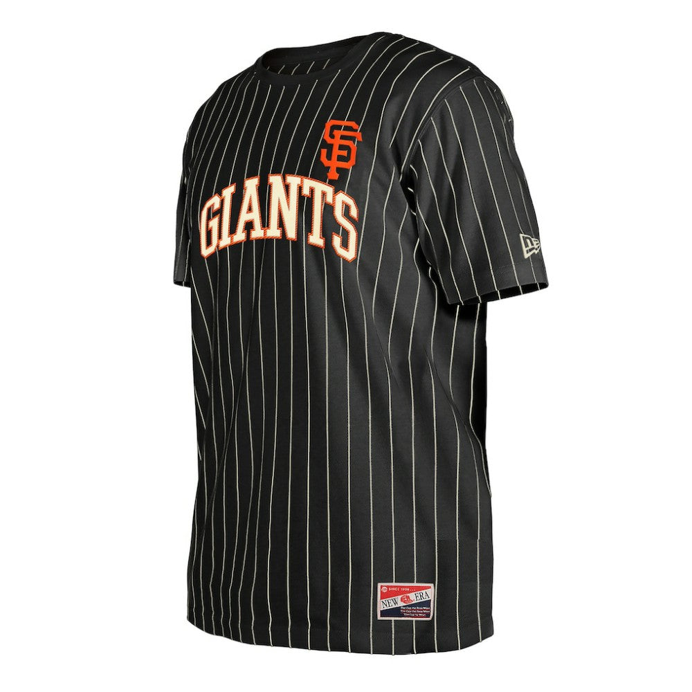 San Francisco Giants Throwback Pinstripe T-Shirt - Black | New Era