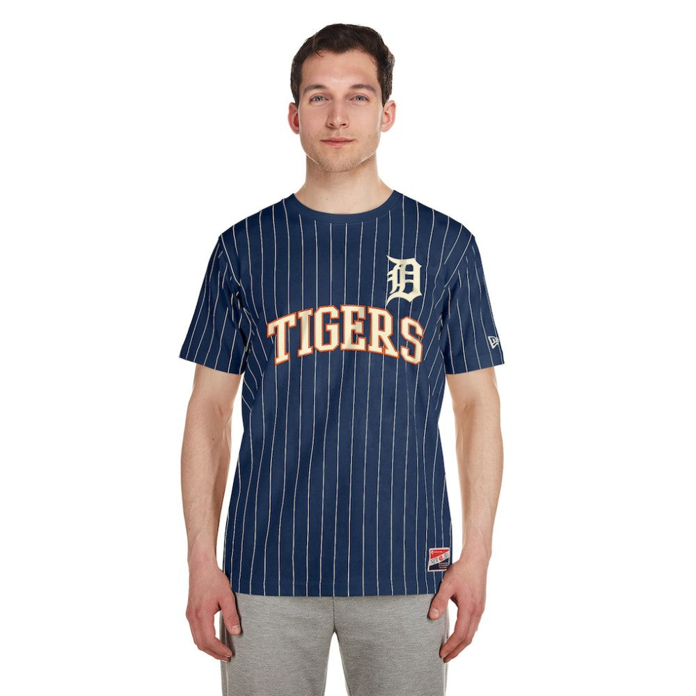 Detroit Tigers Throwback Pinstripe T-Shirt - Navy | New Era