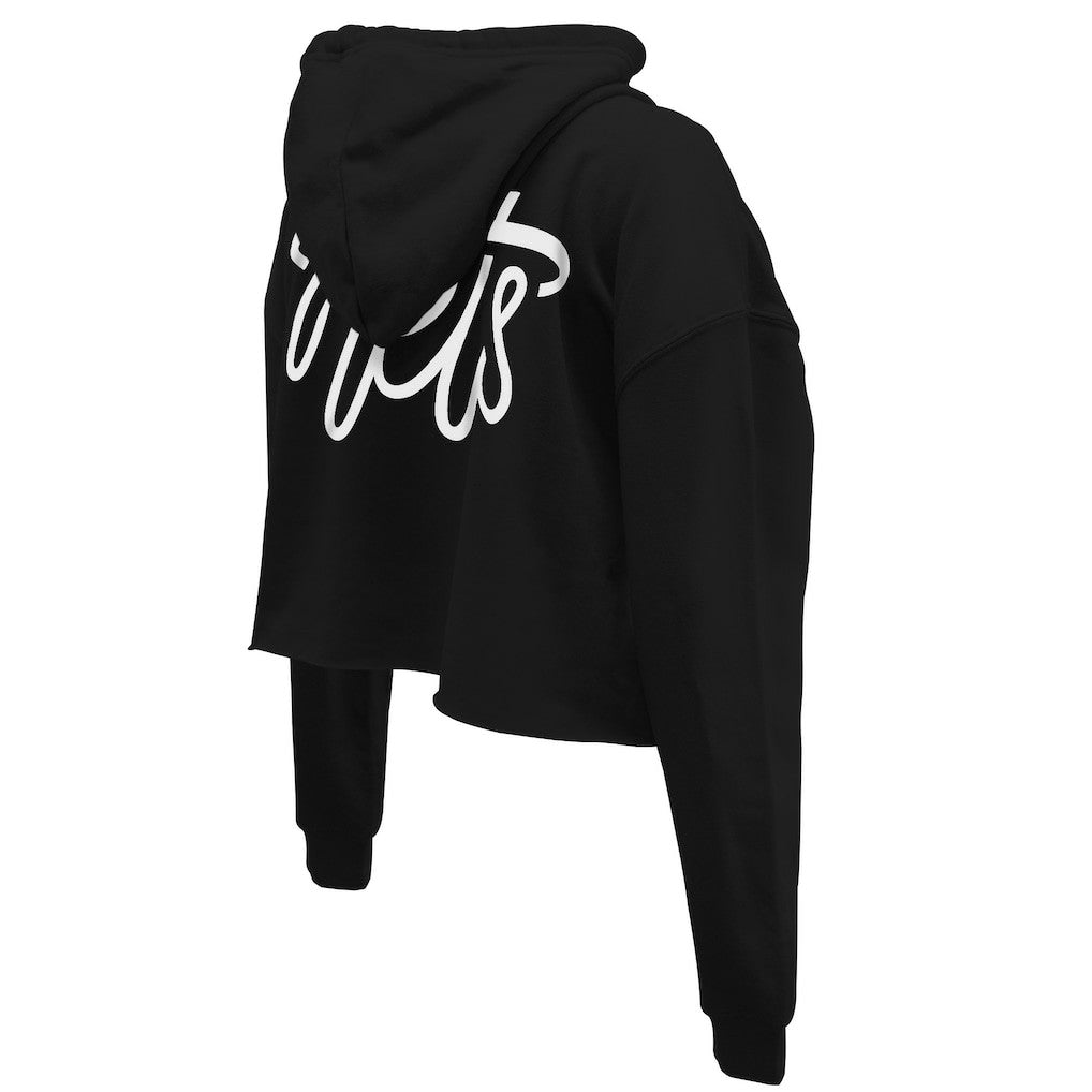 Brooklyn Nets Stadium Essentials Women's Origins Script Cropped Pullover Hoodie - Black for sale