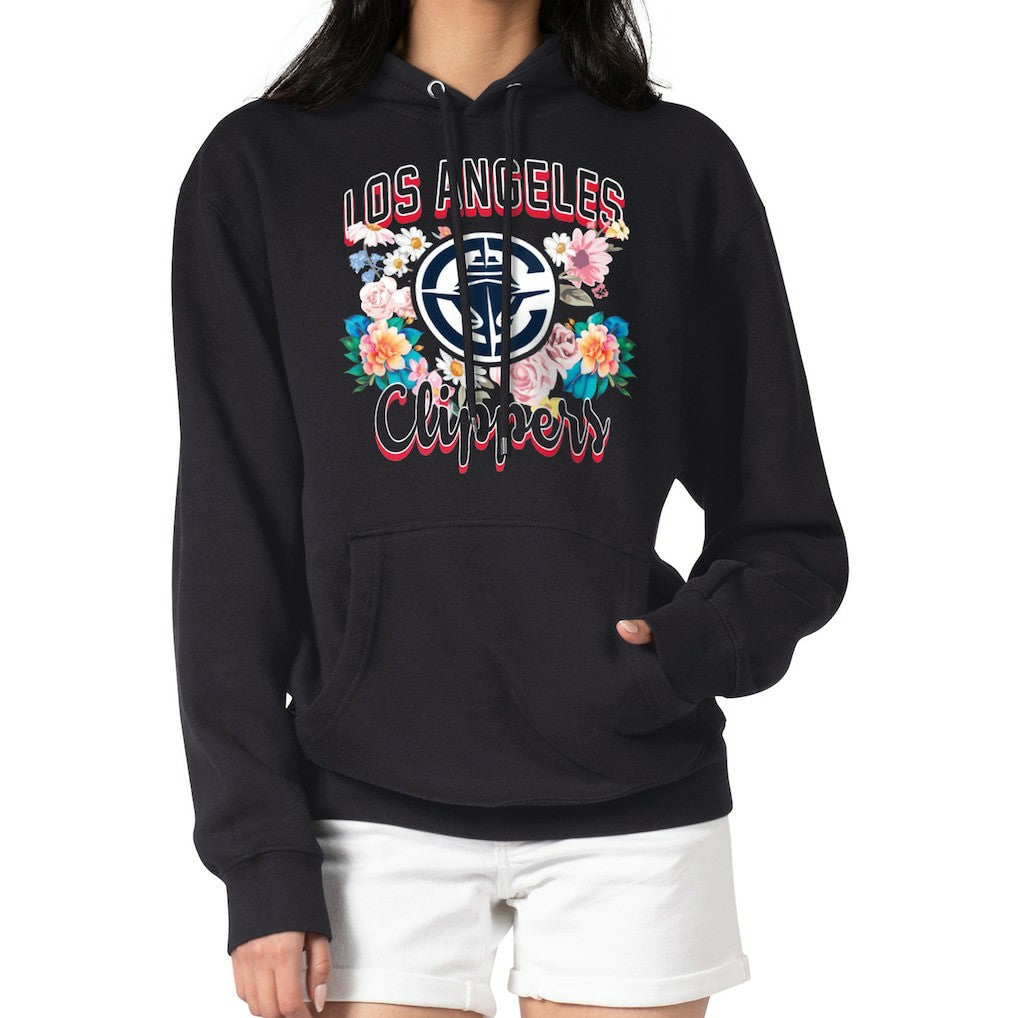 LA Clippers G-III 4Her by Carl Banks Women's Flowers Team Logo Graphic Fleece Pullover Hoodie - Black discount