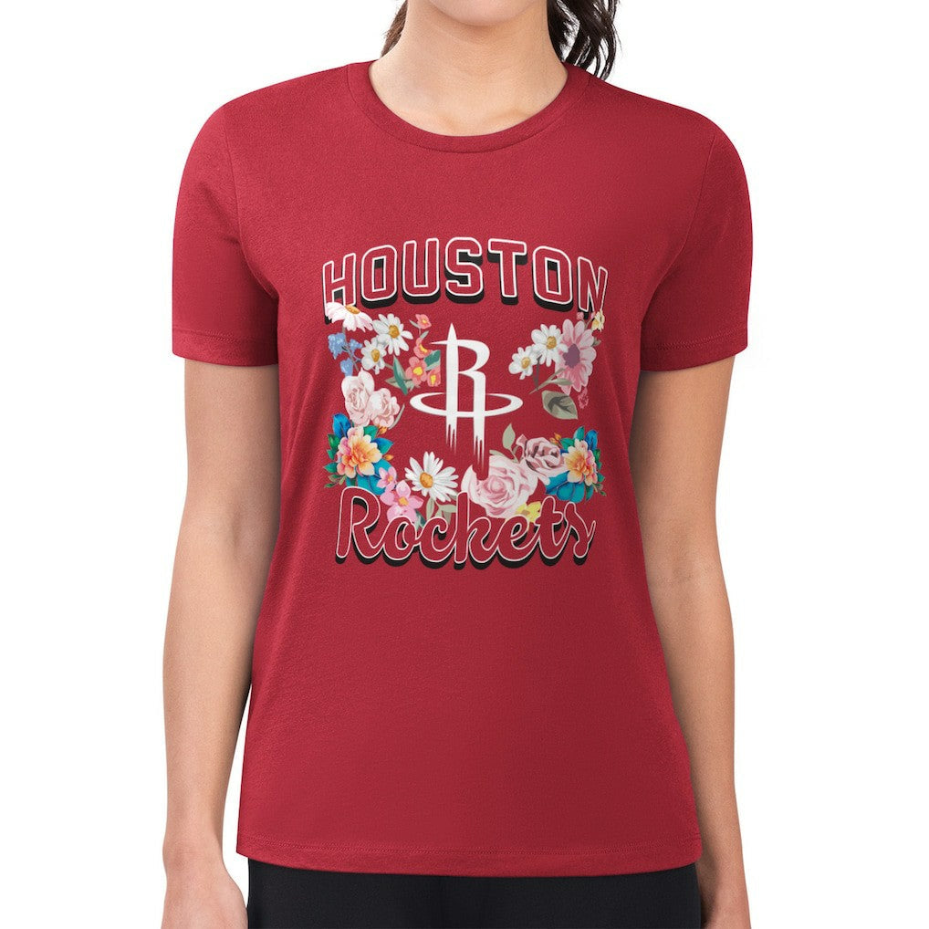 Houston Rockets G-III 4Her by Carl Banks Women's Super-Slim Fit Lightweight Flowers Team Logo Graphic T-Shirt - Red shop