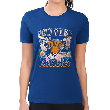 New York Knicks G-III 4Her by Carl Banks Women's Super-Slim Fit Lightweight Flowers Team Logo Graphic T-Shirt - Blue sale