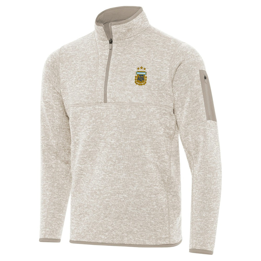 Argentina National Team Antigua Fortune Quarter-Zip Pullover Jacket - Cream sale