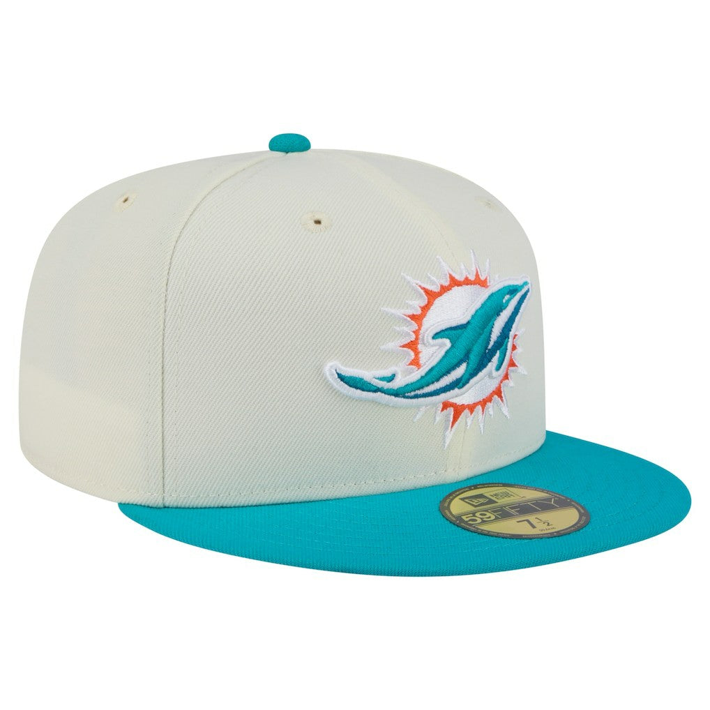 Miami Dolphins New Era Main 59FIFTY Fitted Hat - Cream/Aqua outlet