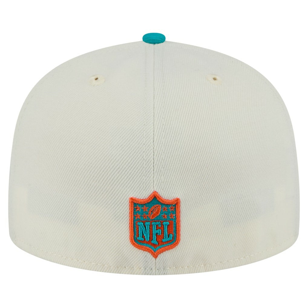 Miami Dolphins New Era Main 59FIFTY Fitted Hat - Cream/Aqua outlet