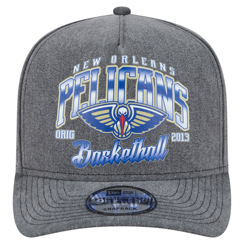 New Orleans Pelicans Throwback Washed Pre-Curved 9FIFTY Snapback Hat - Charcoal | New Era shop