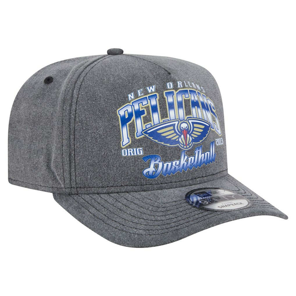 New Orleans Pelicans Throwback Washed Pre-Curved 9FIFTY Snapback Hat - Charcoal | New Era shop