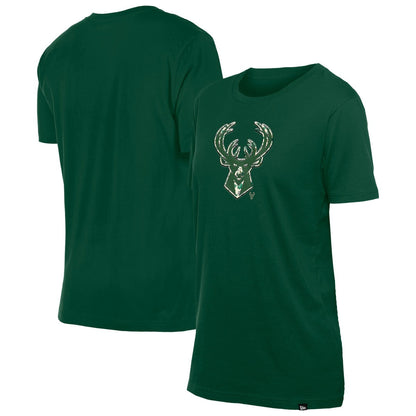 Milwaukee Bucks Women's Glam Game Flower T-Shirt - Hunter Green | New Era for sale