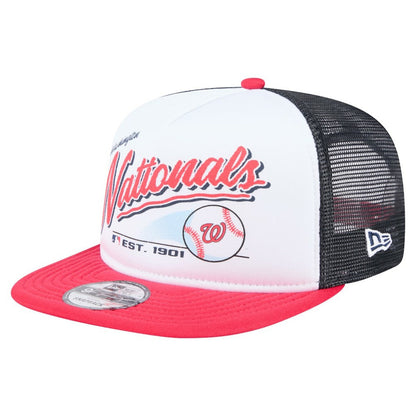 Washington Nationals Retro Script Trucker 9FIFTY Snapback Hat - White/Red | New Era