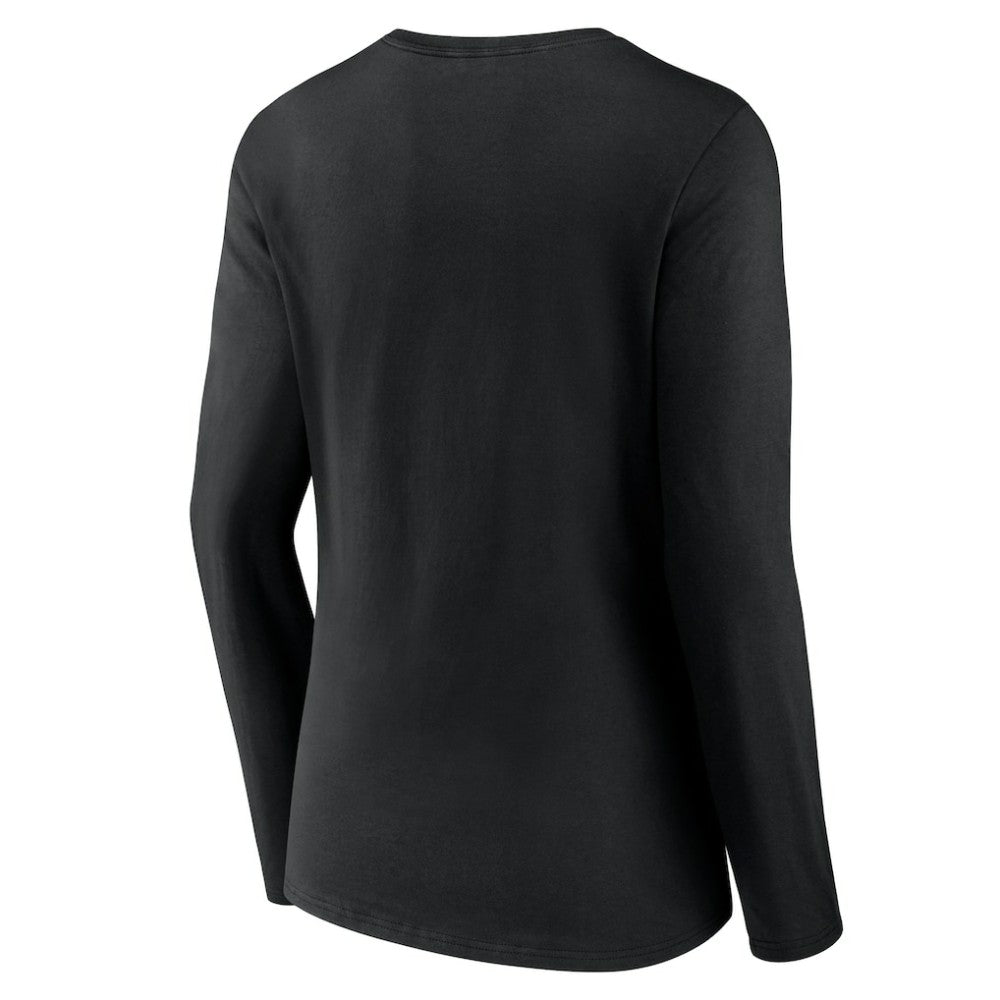 Los Angeles Dodgers Women's Fastball Long Sleeve V-Neck T-Shirt - Black