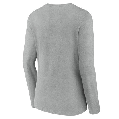 Cincinnati Reds Women's Fastball Long Sleeve V-Neck T-Shirt - Gray