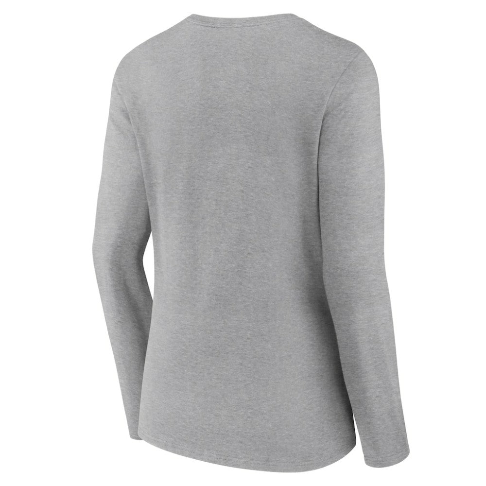 Los Angeles Dodgers Women's Fastball Long Sleeve V-Neck T-Shirt - Gray