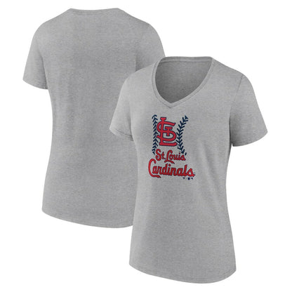 St. Louis Cardinals Women's Fastball V-Neck T-Shirt - Gray