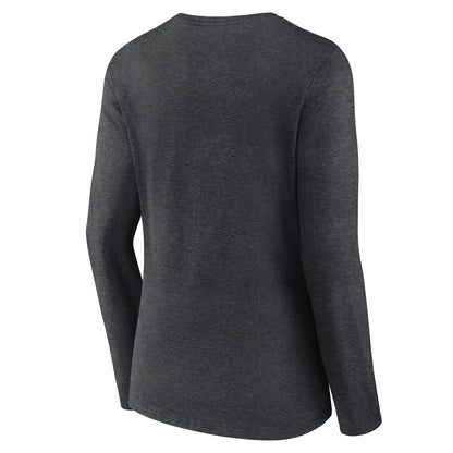 Cincinnati Reds Women's Monochrome Long Sleeve V-Neck T-Shirt - Charcoal