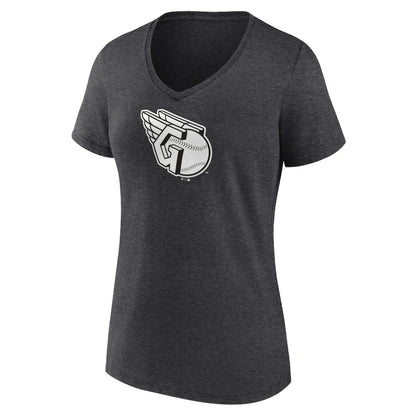 Cleveland Guardians Women's Monochrome V-Neck T-Shirt - Charcoal