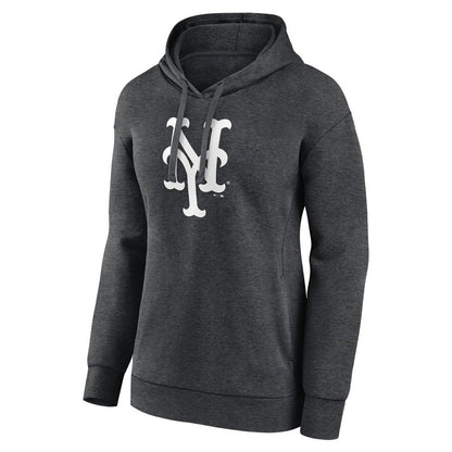 New York Mets Women's Monochrome Pullover Hoodie - Charcoal