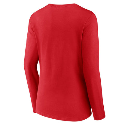 Cincinnati Reds Women's Stellar Long Sleeve V-Neck T-Shirt - Red