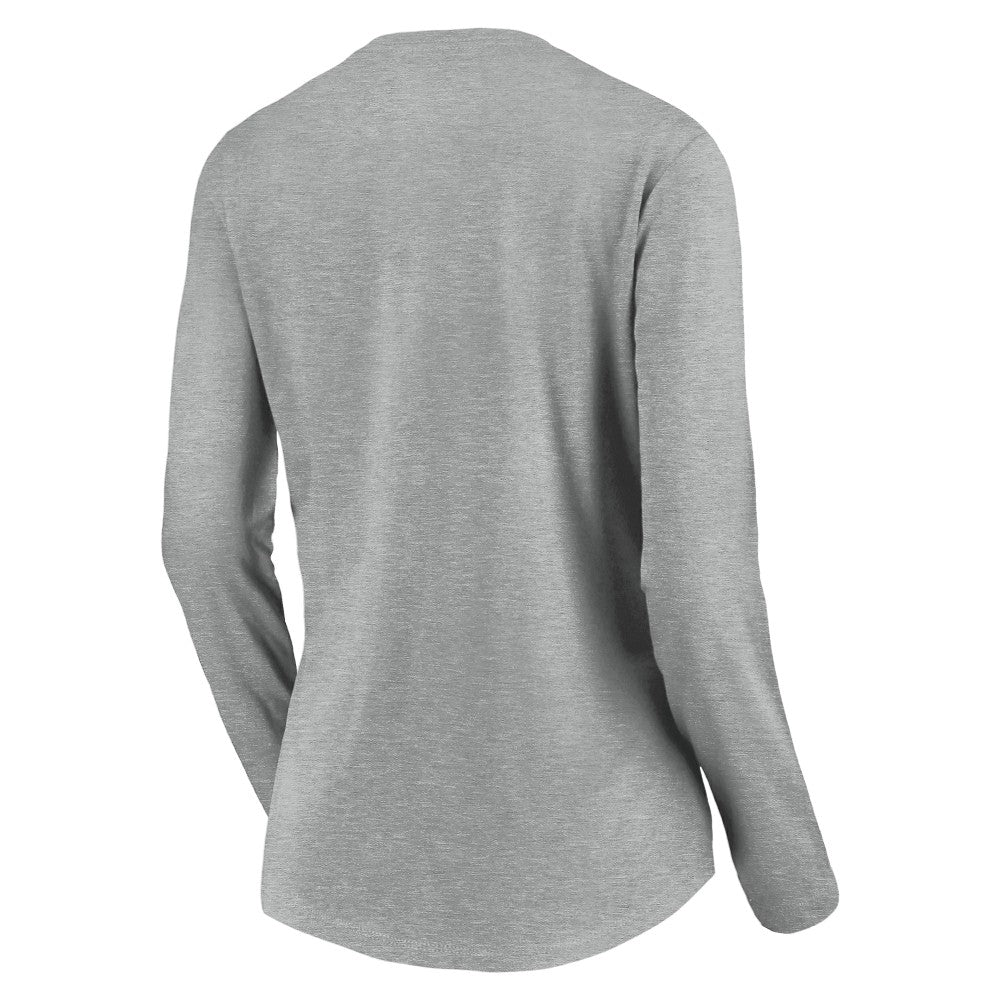 Cincinnati Reds Women's Evanston Stencil Long Sleeve V-Neck T-Shirt - Gray