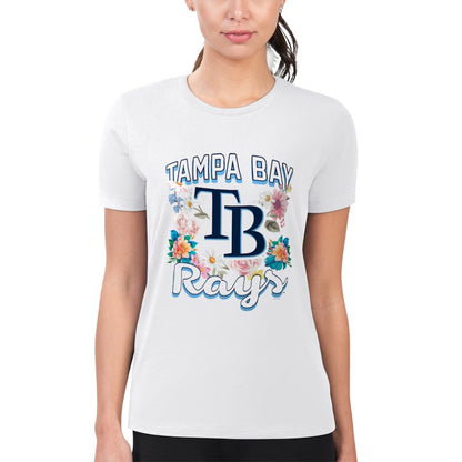 Tampa Bay Rays G-III 4Her by Carl Banks Women's Super-Slim Fit Lightweight Flowers Graphic T-Shirt - White