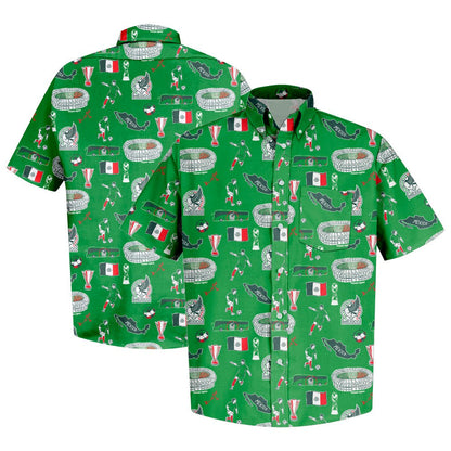 Mexico National Team Vive La Fete Impressions Artwork Button-Down Shirt - Green sale