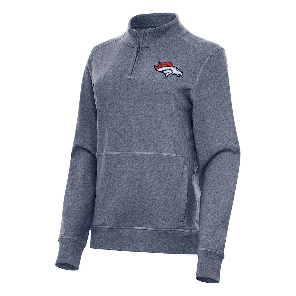 Denver Broncos Antigua Women's Crush Quarter-Zip Jacket - Heather Navy outlet
