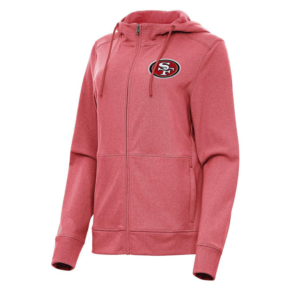 San Francisco 49ers Antigua Women's Seeker Full-Zip Hoodie Jacket - Heather Scarlet cheap