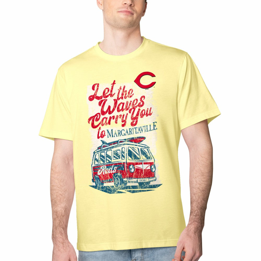 Cincinnati Reds Margaritaville Bus Waves Graphic T-Shirt - Yellow