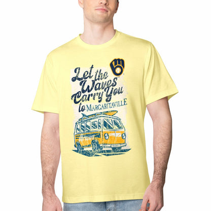 Milwaukee Brewers Margaritaville Bus Waves Graphic T-Shirt - Yellow