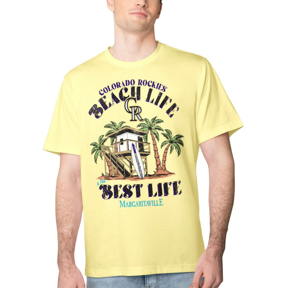Colorado Rockies Margaritaville Beach Hut Graphic T-Shirt - Yellow