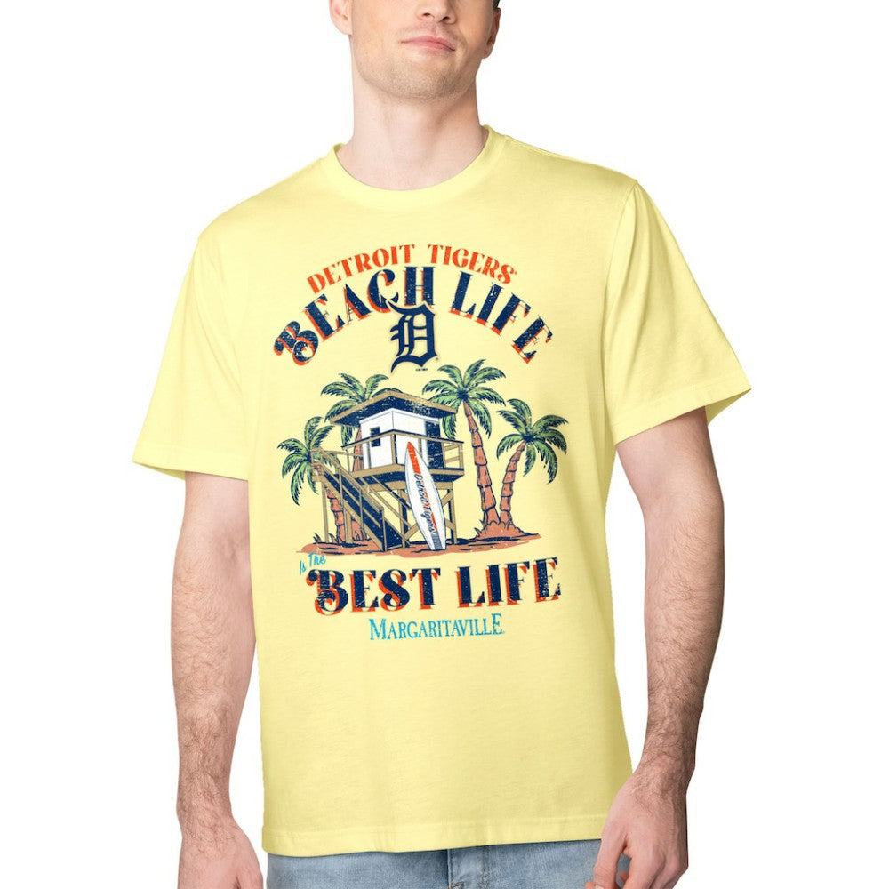 Detroit Tigers Margaritaville Beach Hut Graphic T-Shirt - Yellow