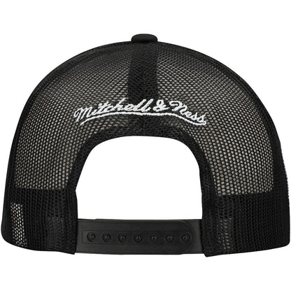 Brooklyn Nets Script Trucker Adjustable Hat - Black | Mitchell & Ness outlet