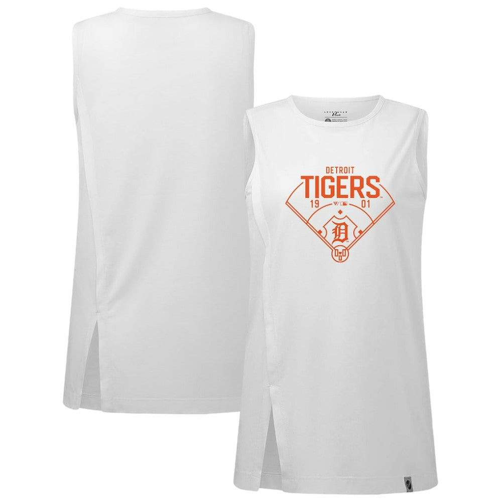 Detroit Tigers Levelwear Women's Influx Home Field Tank Top - White