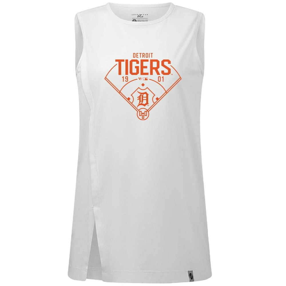 Detroit Tigers Levelwear Women's Influx Home Field Tank Top - White