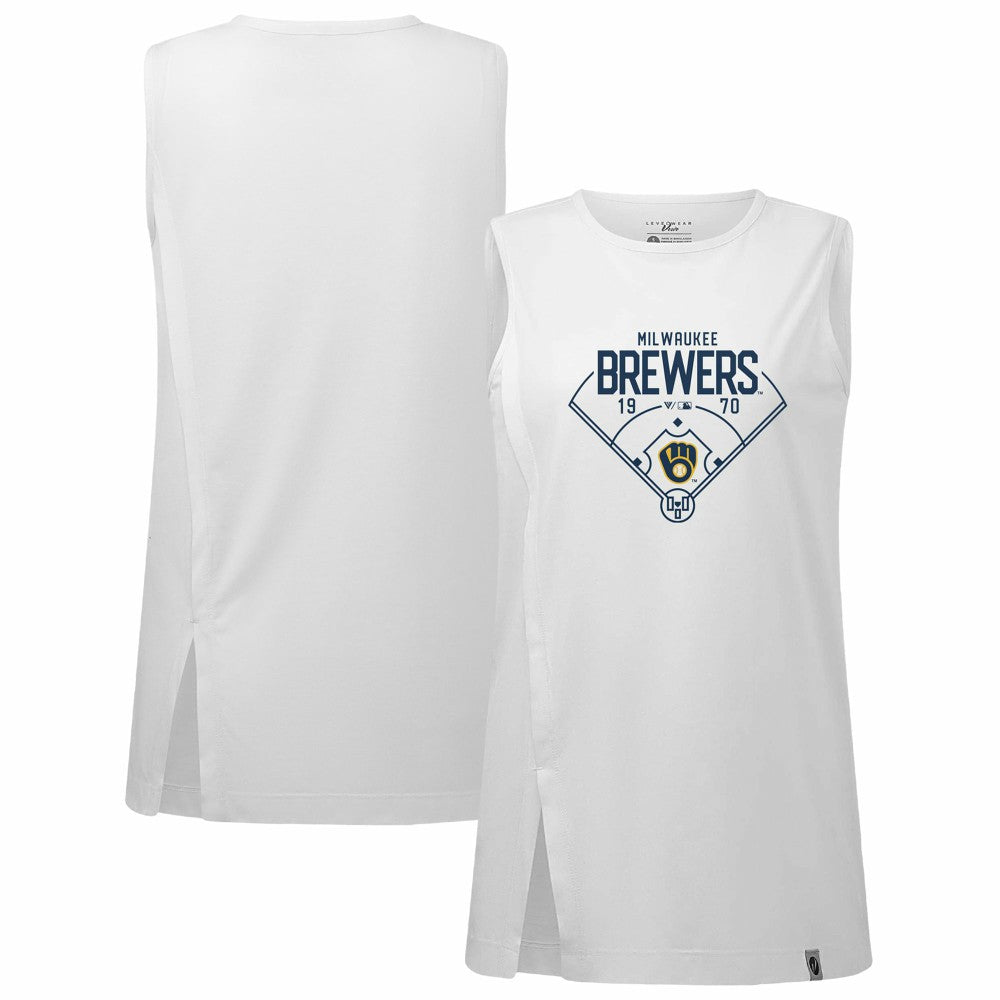 Milwaukee Brewers Levelwear Women's Influx Home Field Tank Top - White