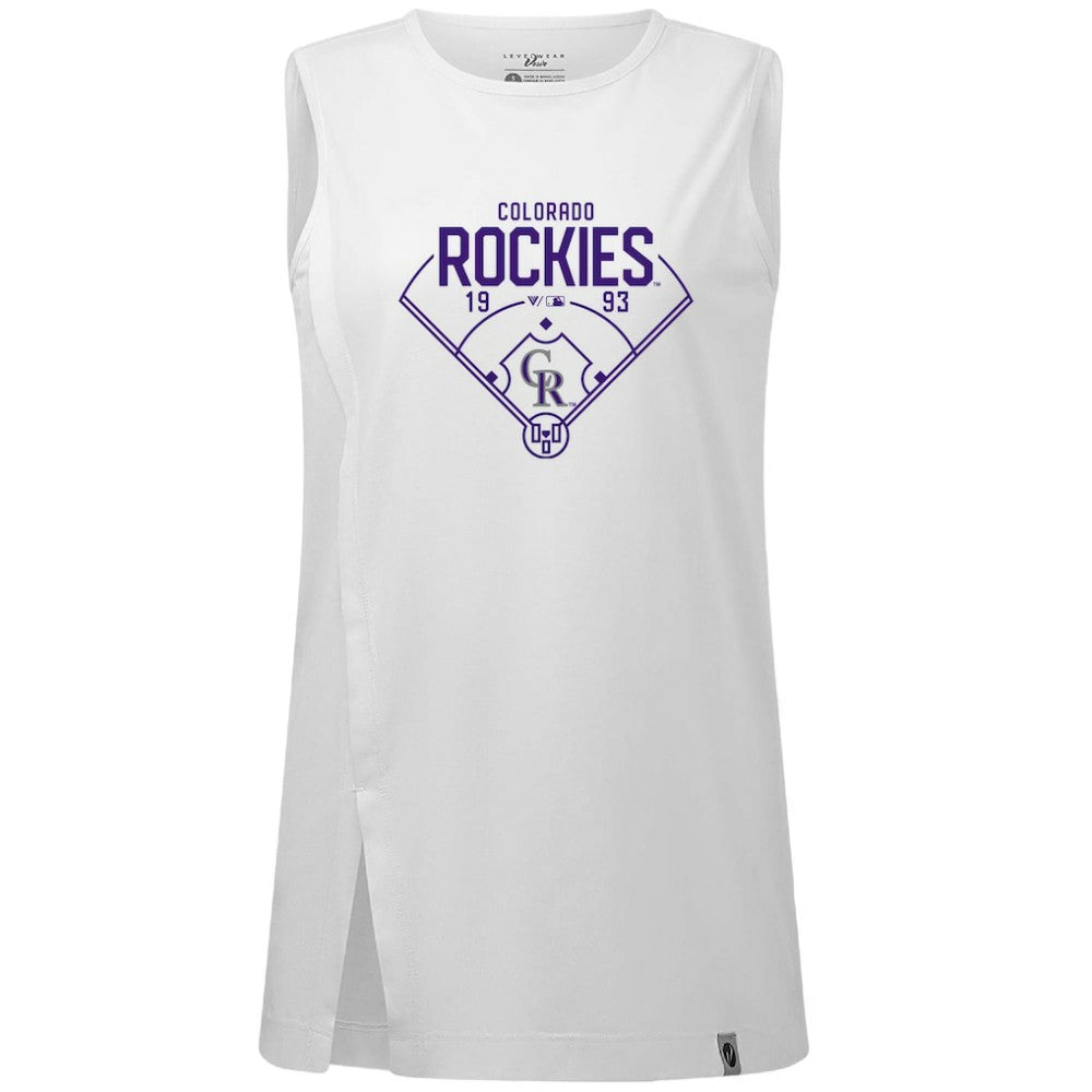 Colorado Rockies Levelwear Women's Influx Home Field Tank Top - White