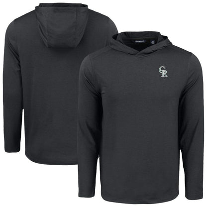 Colorado Rockies Cutter & Buck Coastline Epic Comfort Recycled Eco Hoodie Long Sleeve T-Shirt - Black