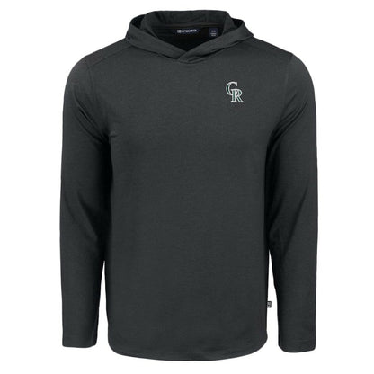 Colorado Rockies Cutter & Buck Coastline Epic Comfort Recycled Eco Hoodie Long Sleeve T-Shirt - Black