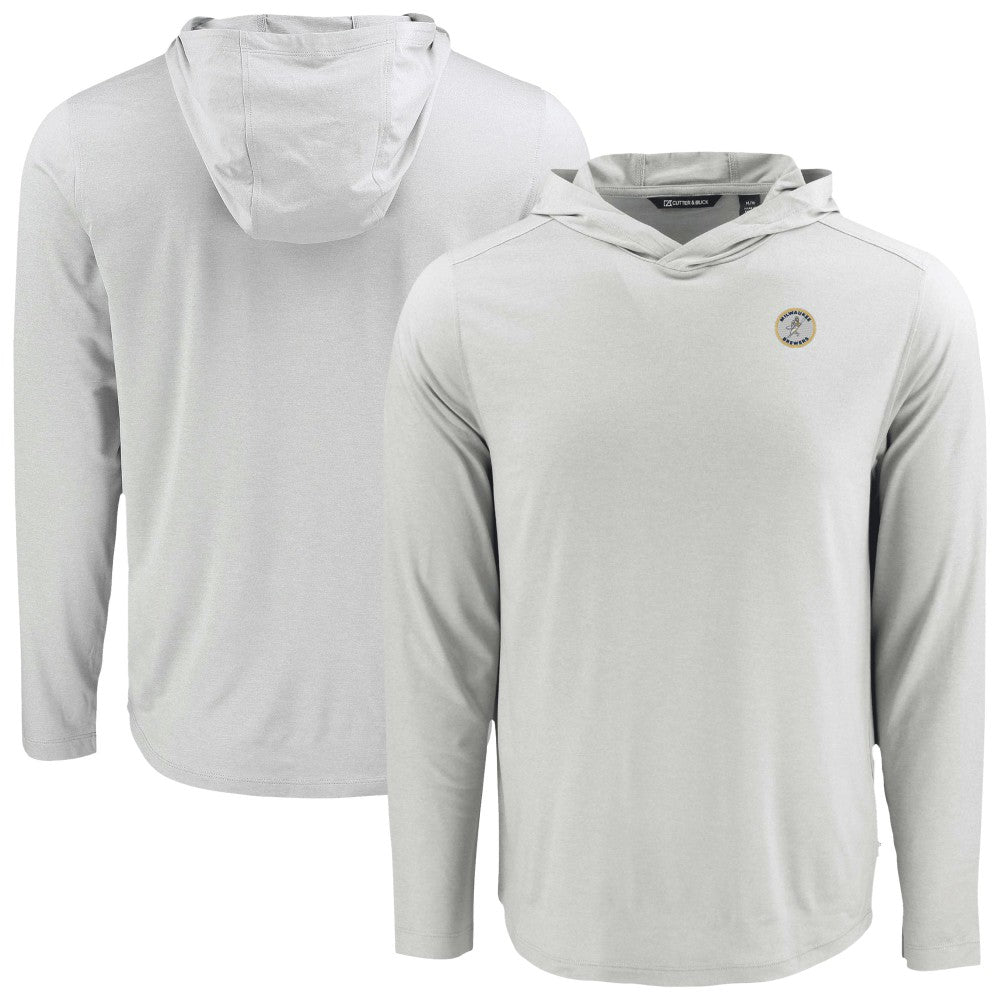 Milwaukee Brewers Cutter & Buck Coastline Epic Comfort Recycled Eco Hoodie Long Sleeve T-Shirt - Gray