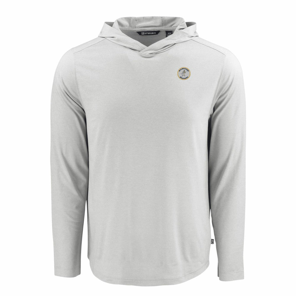 Milwaukee Brewers Cutter & Buck Coastline Epic Comfort Recycled Eco Hoodie Long Sleeve T-Shirt - Gray
