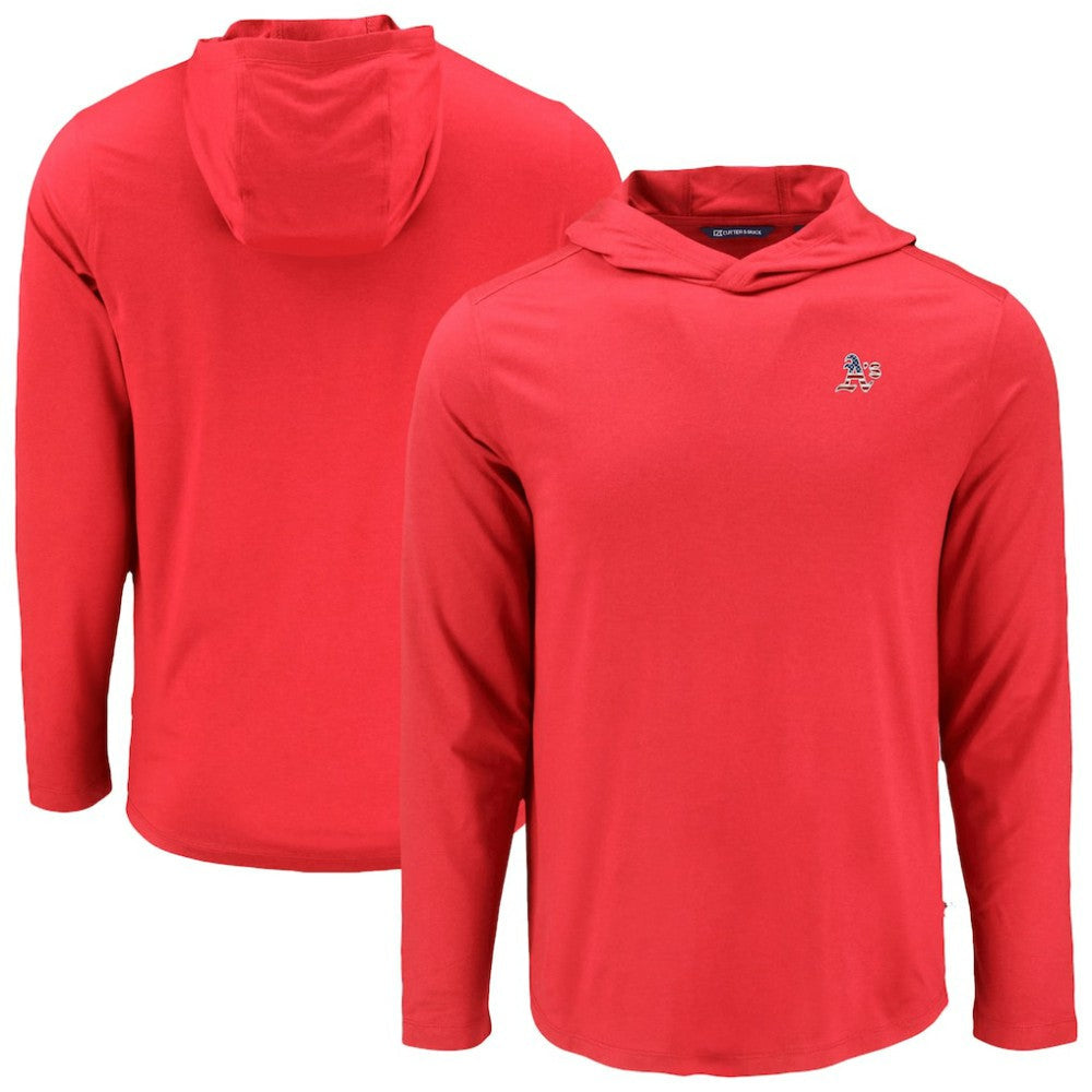 Athletics Cutter & Buck Coastline Epic Comfort Recycled Eco Hoodie Long Sleeve T-Shirt - Red