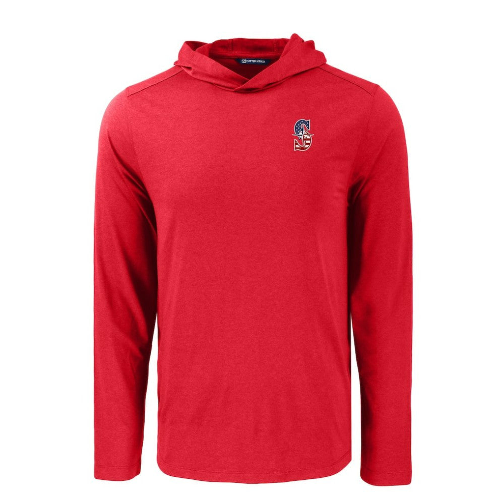 Seattle Mariners Cutter & Buck Coastline Epic Comfort Recycled Eco Hoodie Long Sleeve T-Shirt - Red