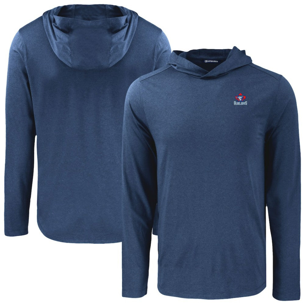 Toronto Blue Jays Cutter & Buck Coastline Epic Comfort Recycled Eco Hoodie Long Sleeve T-Shirt - Navy