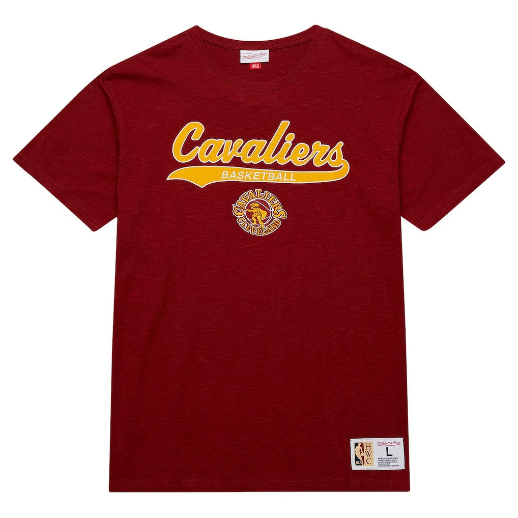 Cleveland Cavaliers Hardwood Classics Felt Applique Slub T-Shirt sale - Wine | Mitchell & Ness online