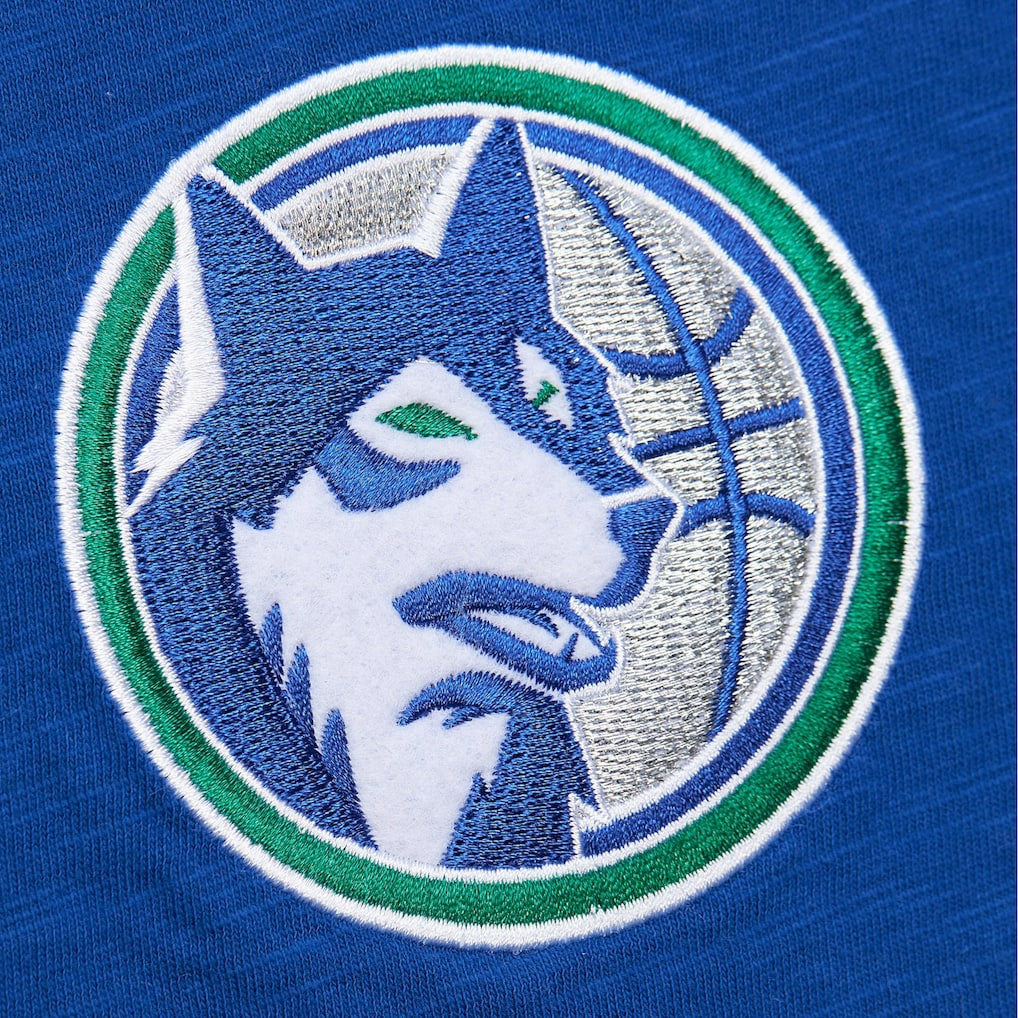 Minnesota Timberwolves Hardwood Classics Felt Applique Slub T-Shirt - Blue | Mitchell & Ness cheap