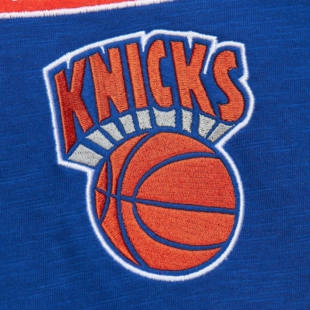 New York Knicks Hardwood Classics Felt Applique Slub T-Shirt - Blue | Mitchell & Ness cheap