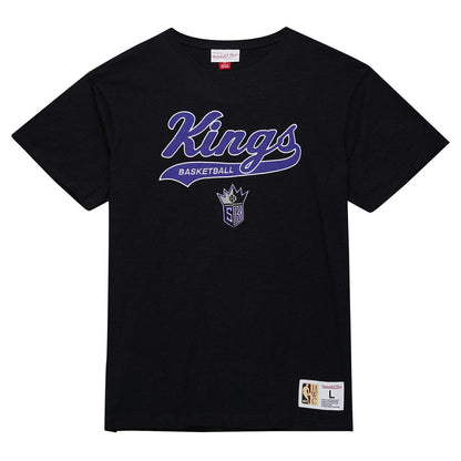 Sacramento Kings Hardwood Classics Felt Applique Slub T-Shirt - Black | Mitchell & Ness shop