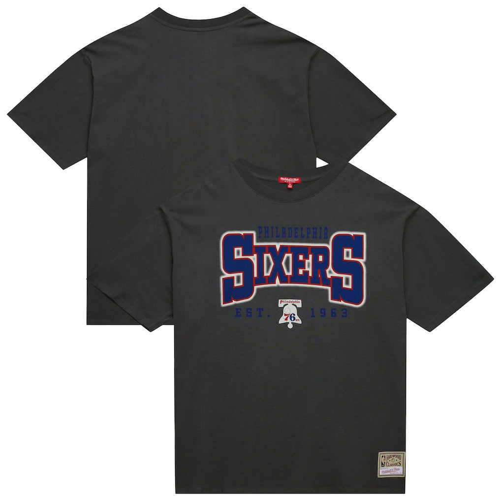 Philadelphia 76ers Women's Hardwood Classics Oversized Boyfriend T-Shirt - Charcoal | Mitchell & Ness outlet