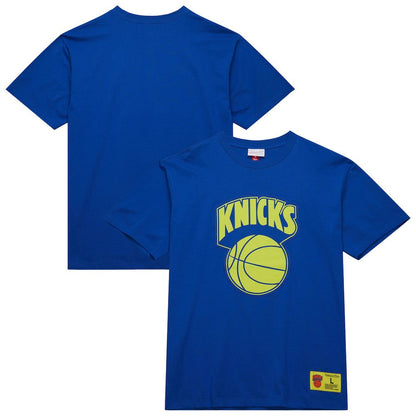 New York Knicks Hardwood Classics Neon Nights Premium T-Shirt - Blue | Mitchell & Ness shop