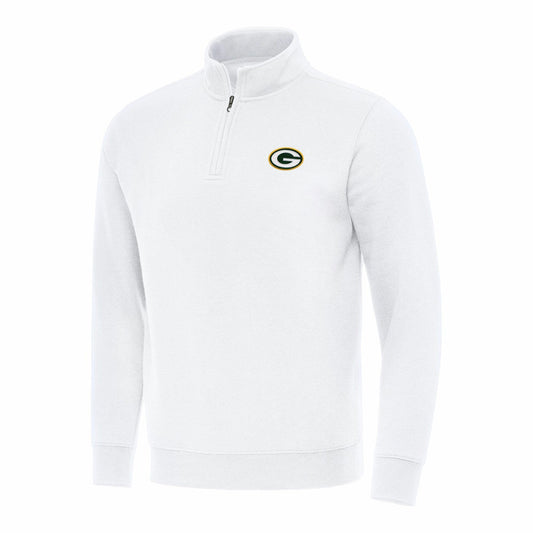 Green Bay Packers Antigua Victory Quarter-Zip Pullover Top - White on sale