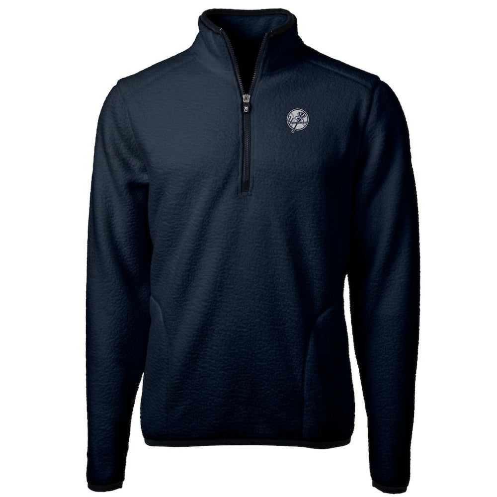 New York Yankees Cutter & Buck Cascade Eco Fleece Quarter-Zip Jacket - Navy